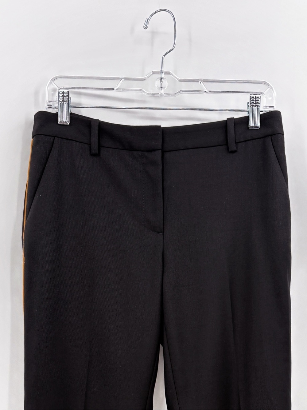 NILI LOTAN Leo Black Wool Tuxedo Trouser Pant Gold Stripe 6 - Picture 7 of 14